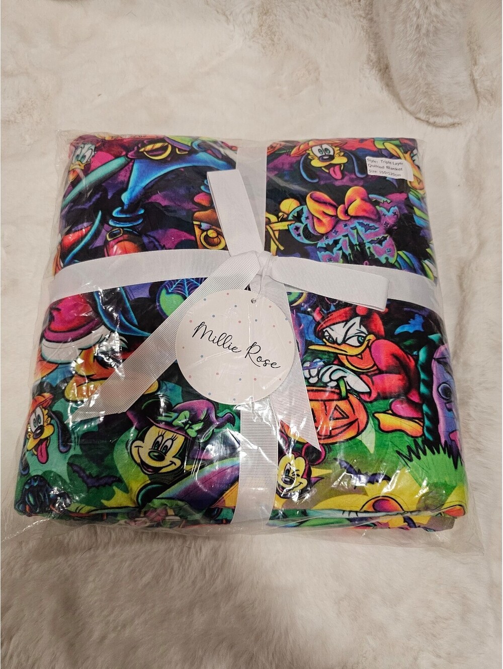 Millie Rose quilted halloween blanket neon colors